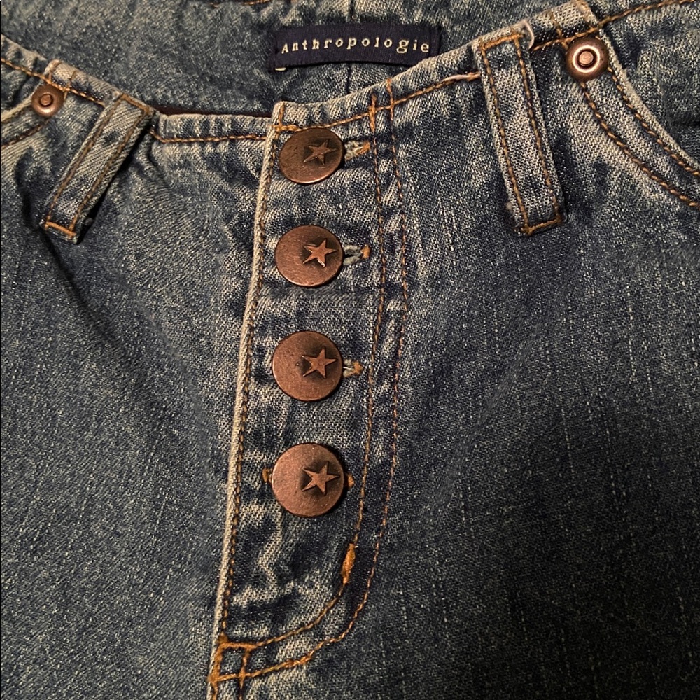 Anthropology Star Button Fly Flare Jeans Y2K